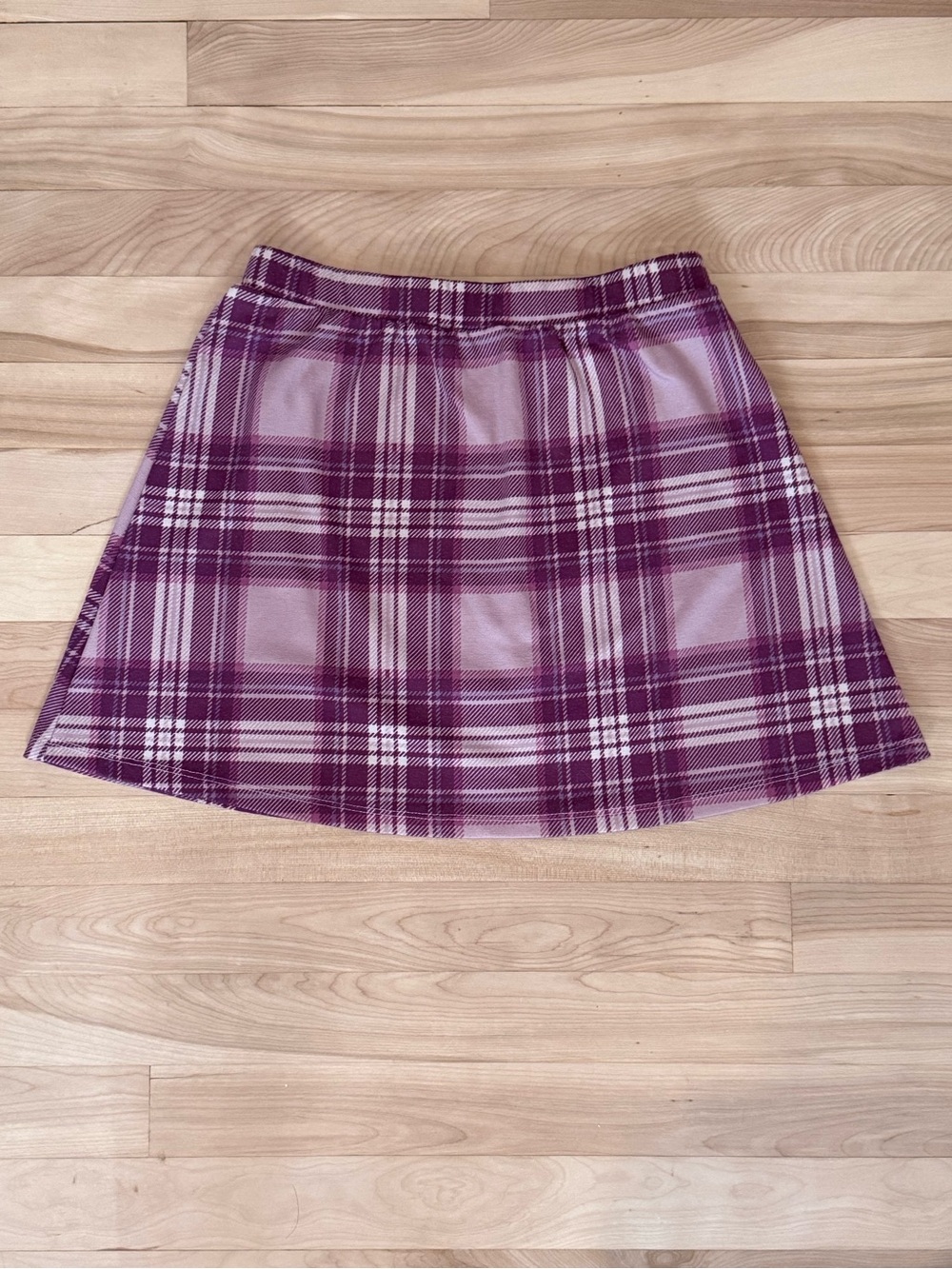 Plaid A-Line Mini Skirt in Purple